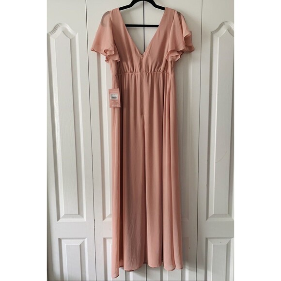 NWT Birdy Grey Hannah Empire Dress Pink Dusty Rose Small Chiffon Bridesmaid Flow - Picture 3 of 15